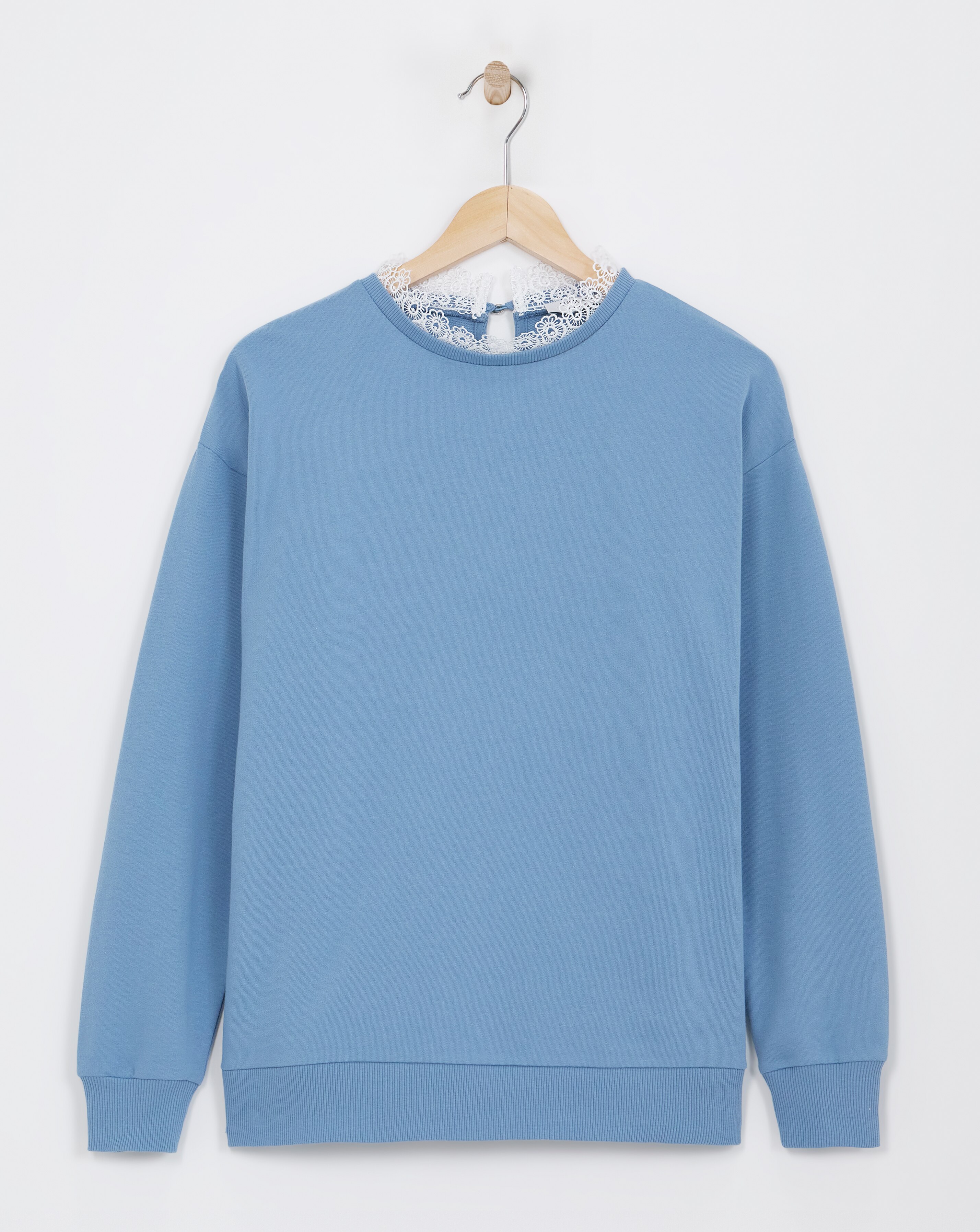 Crew Neck Lace Trim Sweatshirt | JD Williams