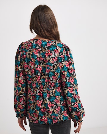 Floral Print Sweetheart Neckline Top