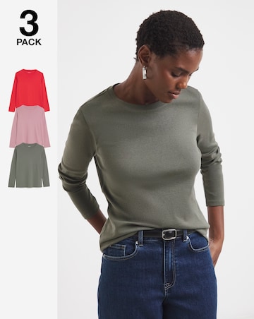 3 Pack Crew Neck Long Sleeve T-Shirts