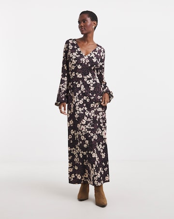 Long Sleeve Textured Jersey Tea Dress