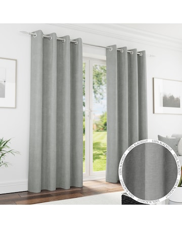 Knightsbridge Chenille Black Out Eyelet Curtains