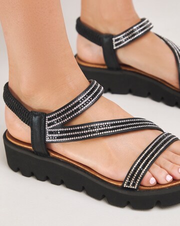 Heavenly Feet Fresco Strappy Glitter Sandals Extra Wide Fit