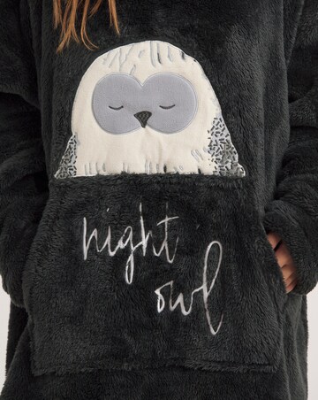 Pretty Secrets Night Owl Fleece Hooded Sleepshirt with Socks