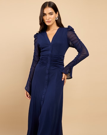 Little Mistress V Neck Navy Maxi Dress