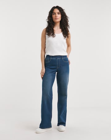 Mid Blue Stretch Wide Leg Jeggings
