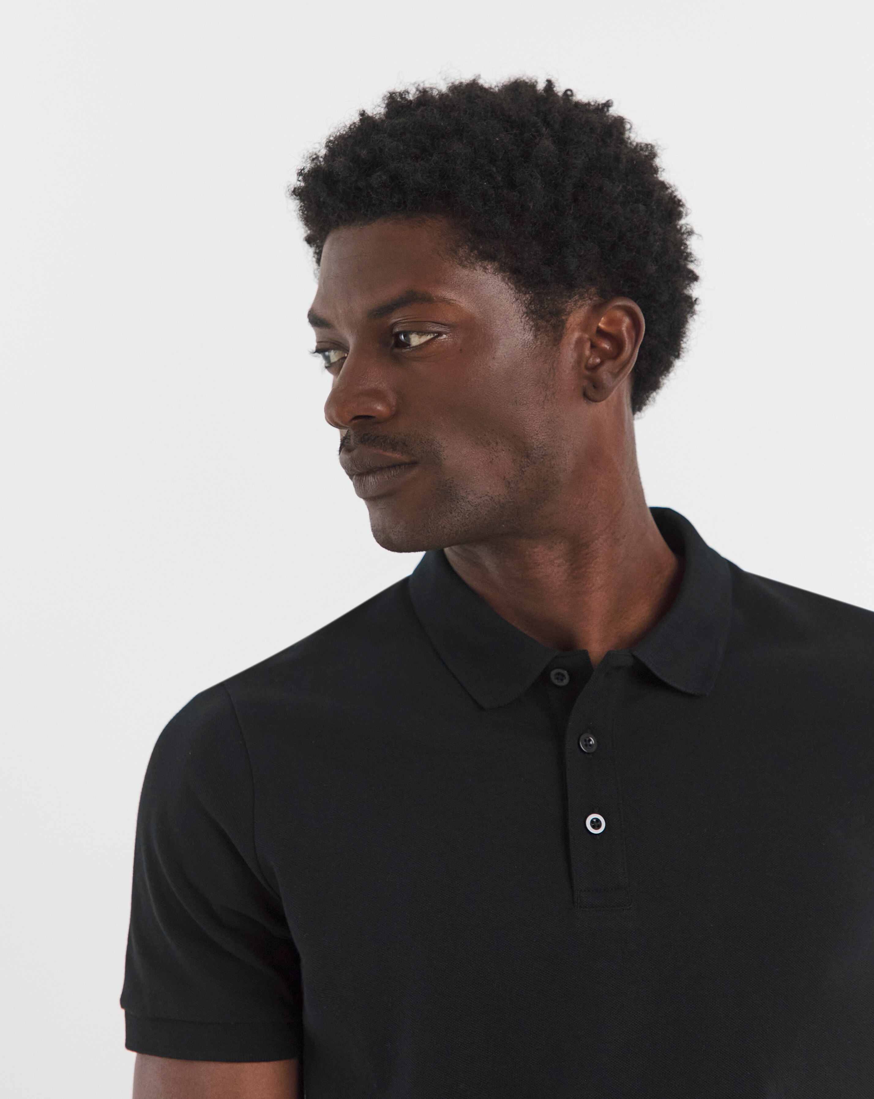 Pure Cotton Pique Polo- Black