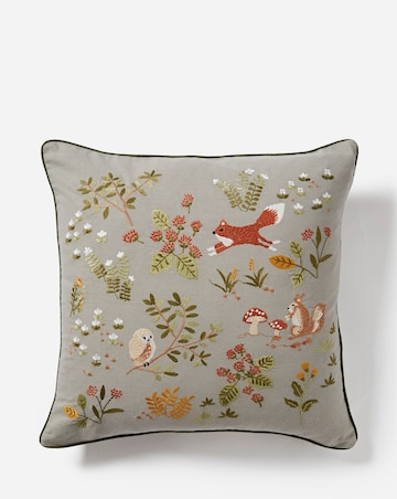 Forest Friends Embroidered Cushion
