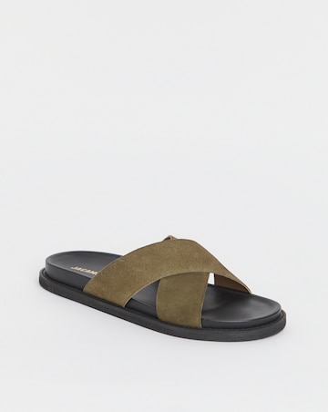Cross Strap Suede Sandal Wide