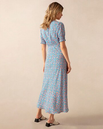 Ro&Zo Ditsy Print Shirred Cuff Midi Dress