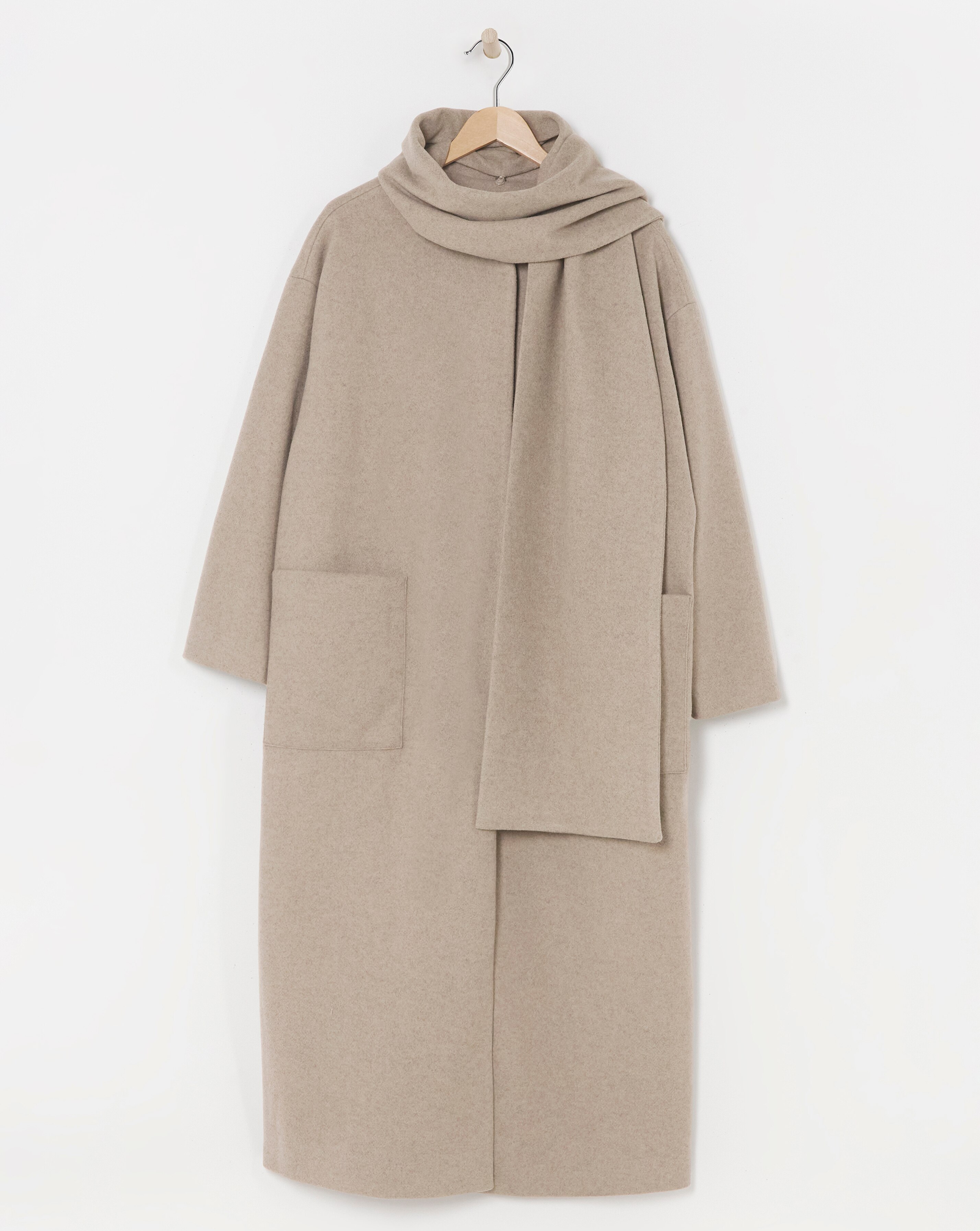 Neutral Longline Scarf Coat