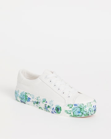 Joe Browns White Lace Up Platform Trainers -Extra Wide Fit (EEE)