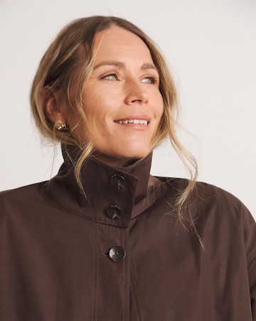 Anthology Chocolate Funnel Neck Short Trench Jacket