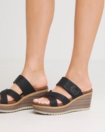 Heavenly Feet Sawyer Cross Strap Wedge Sandals Wide Fit