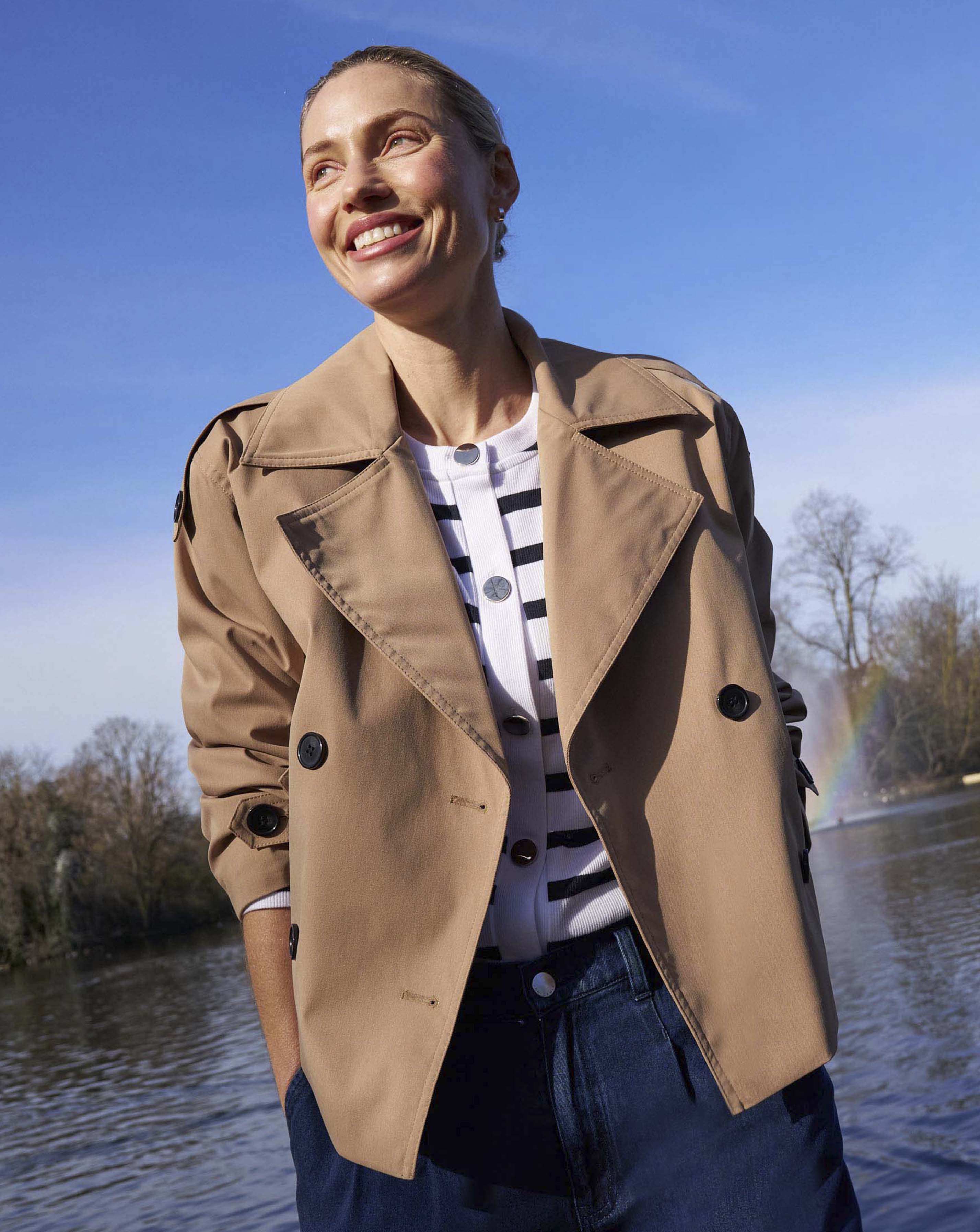 Camel Cropped Trench Coat | JD Williams