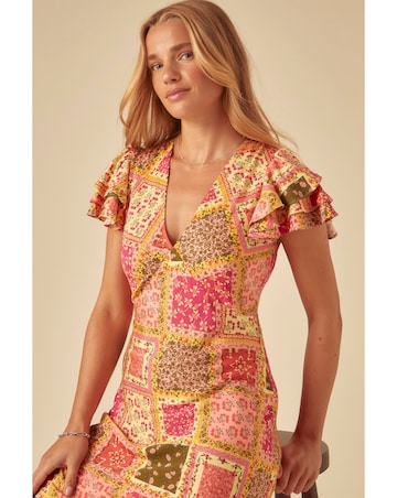 Nobody's Child Layla Midi Dress Patchwork Print