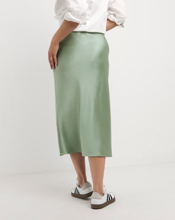 Soft Green Satin Slip Maxi Skirt