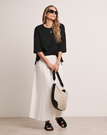 Anthology Black Linen Mix Short Sleeve Jumper