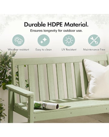 VonHaus Westport Green Wooden Garden Bench - 2 Seater