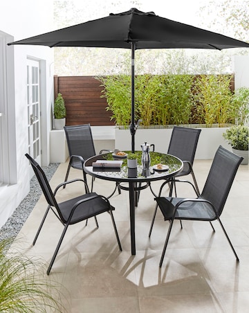 Malaga 4 Seater Dining Set with Parasol