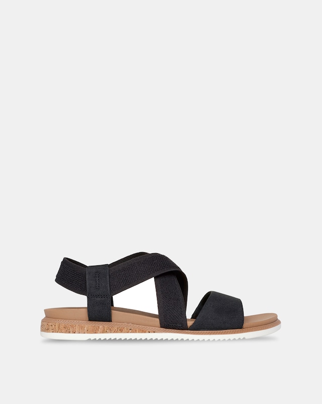Skechers Black Bobs Desert Kiss Low Sandals - Wide Fit (E)