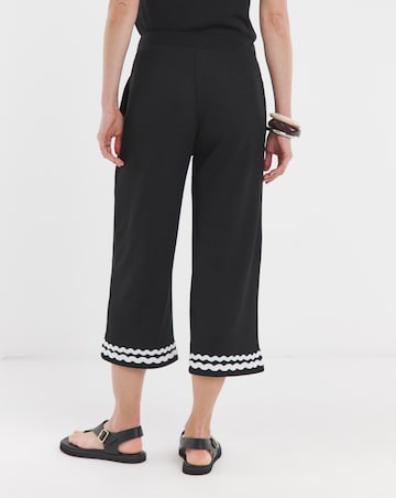 Contrast Ric Rac Trim Jersey Cropped Trousers