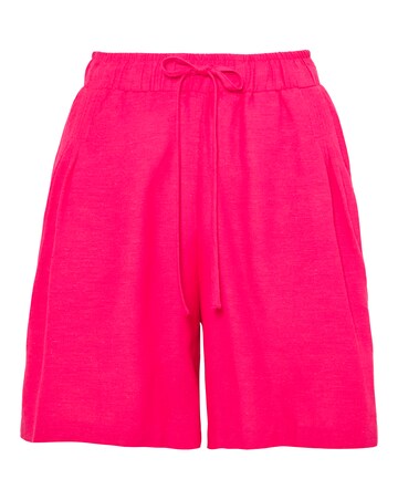 Pink Linen Mix Pleat Detail Shorts