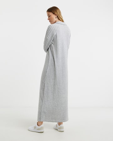 Collared Long Sleeve Rib Dress