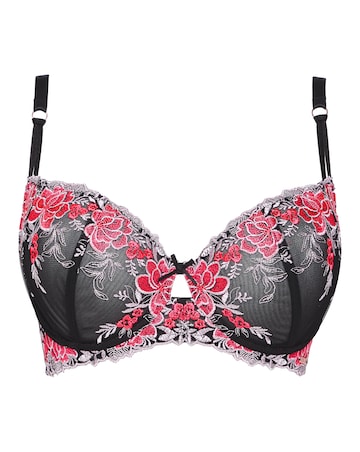 Figleaves Curve Floral Balcony Bra B-F - Neon