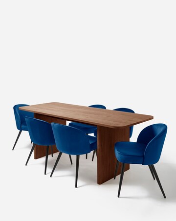 Oslo Panel End Dining Table with 6 Emilie Velvet Chairs