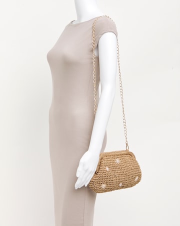 Raffia Star Studded Clutch Bag