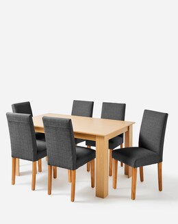 Dakota Large Dining Table with 6 Ava Fabric Chairs