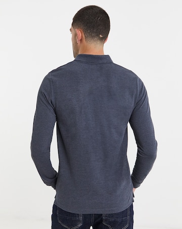 Long Sleeve Pique Polo- Denim Marl