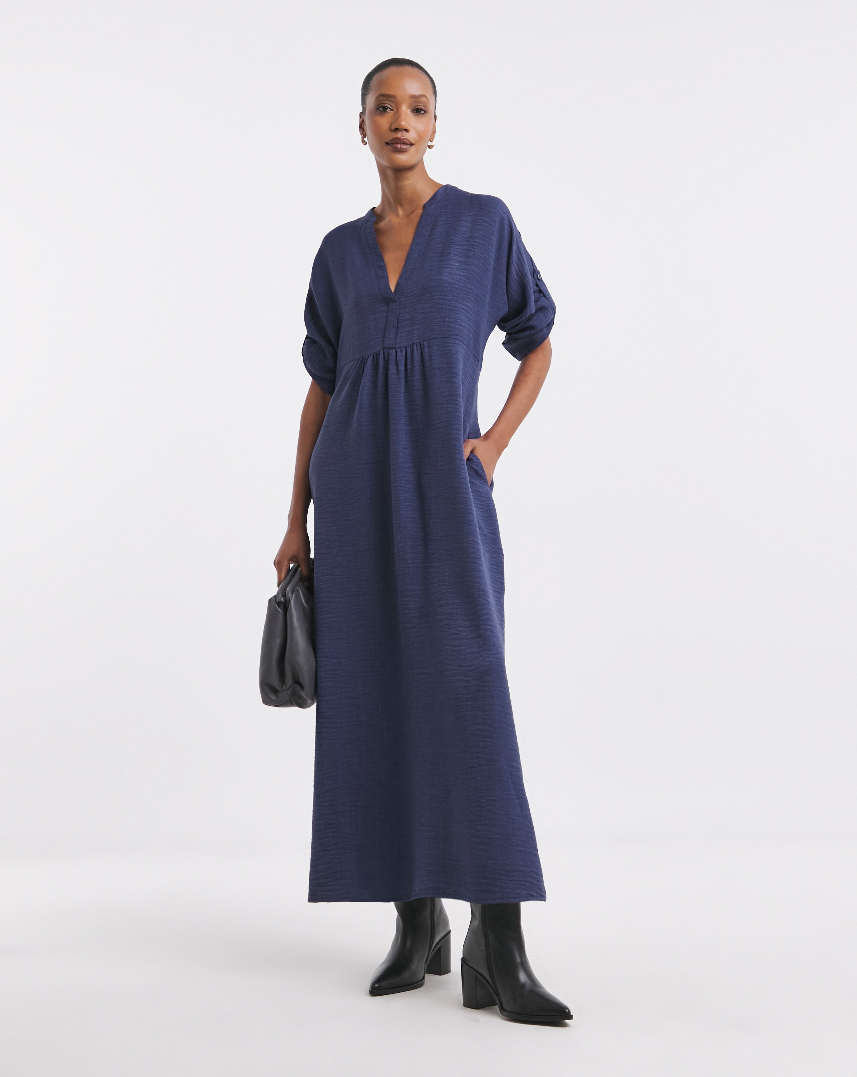Collarless Placket Detail Smock Dress | JD Williams