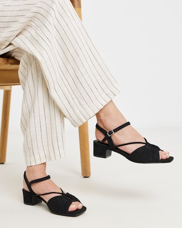 Charli Low Block Heel Soft Ruched Sandals - Extra Wide Fit (EEE)