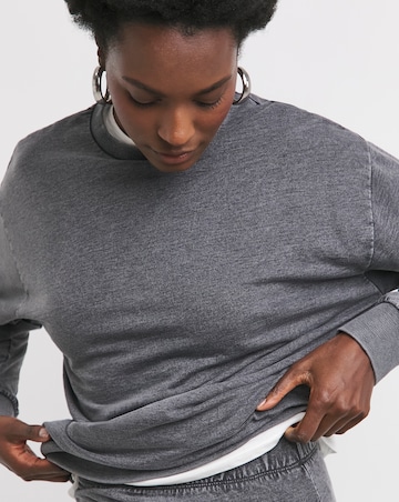 Crew Neck Grey Acid Wash Sweatshirt