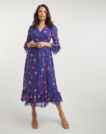 Joanna Hope Tiered Frill Sleeve Midi Dress