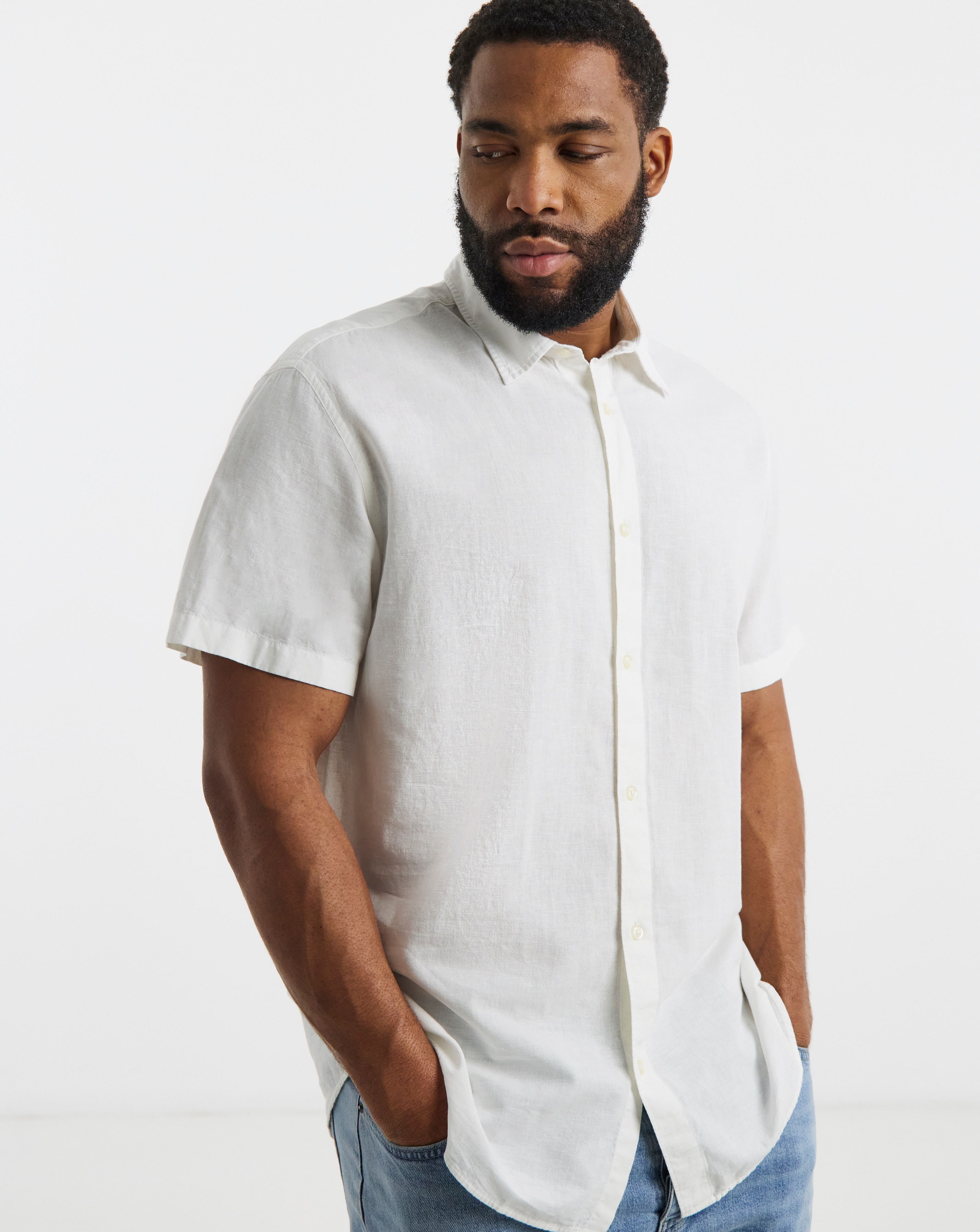 Jack & Jones Breeze Linen Blend Shirt - White | JD Williams