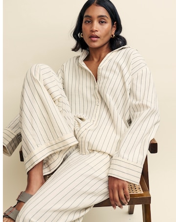 Nobody's Child Cream Pinstripe Wide Leg Trousers