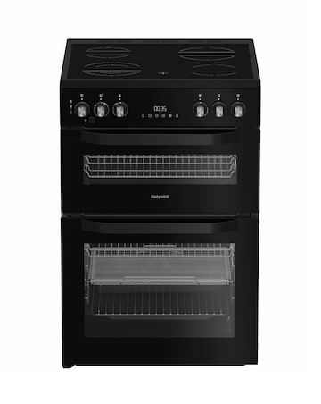 Hotpoint HDE6VDCASB1 60cm Electric Double Cooker with Air Fry - Black