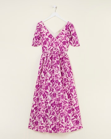 FatFace Copper & Black Marlow Flute Sleeve Dress