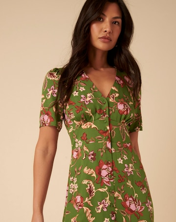 Nobody's Child Green Floral Alexa Midi Dress