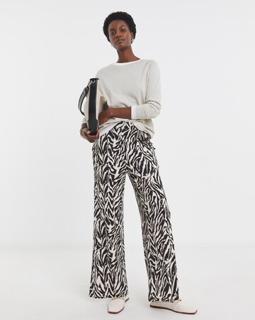 Printed Wide Leg Jersey Trouser