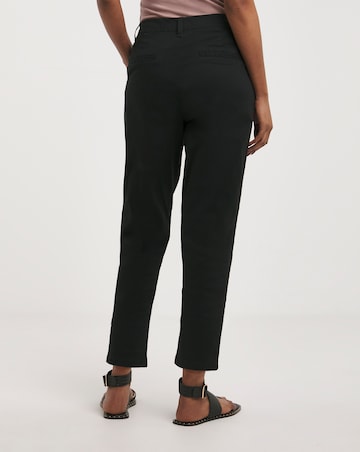 Black Stretch Cropped Chino Trousers