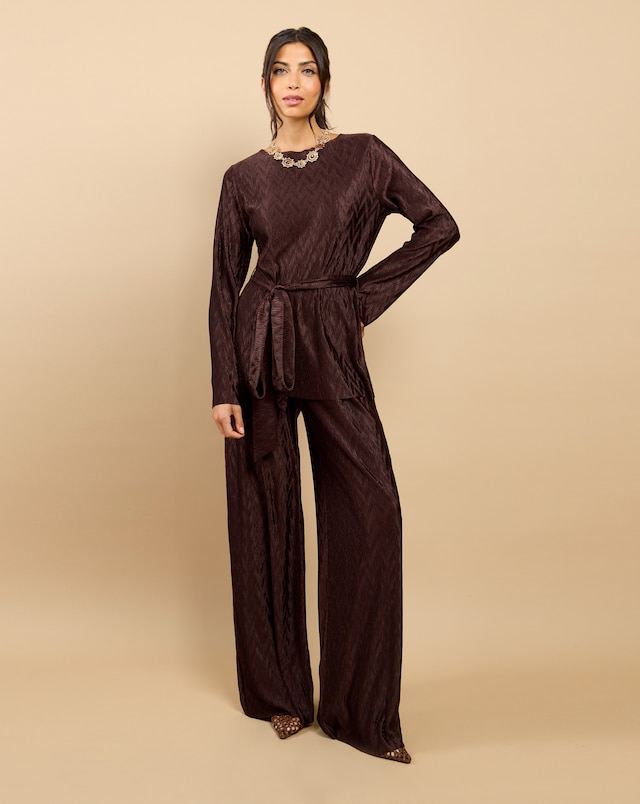 Little Mistress Brown Plisse Top