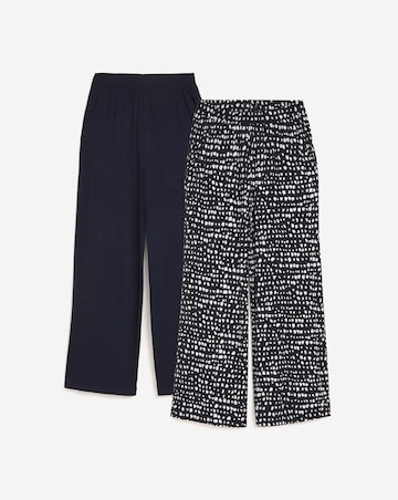 2 Pack Navy/Print Jersey Wide Leg Trousers
