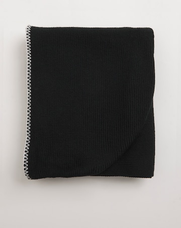 Black Hooded Contrast Stitch Scarf