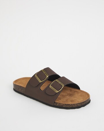 Brown Buckle Strap Sandals Wide Fit