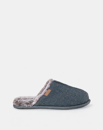 FatFace Harvey Check Mule Slipper - Blue