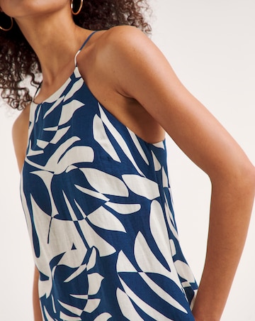 Ro&Zo Palm Print Linen Blend Cami Dress