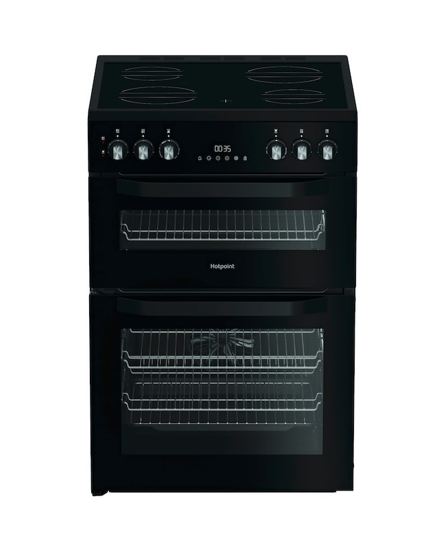 Hotpoint HDE6VDB1 60cm Electric Double Cooker with Multiflow - Black
